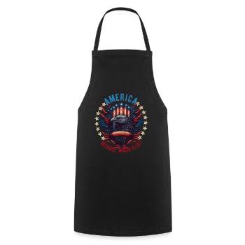 American Patriotic USA Design - Cooking Apron - black - Front - AI Model Male 185 dark (185cm)