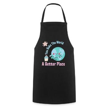 You Bake The World A Better Place Cute Cake Making - Cooking Apron - black - Front - AI Model Male 185 dark (185cm)