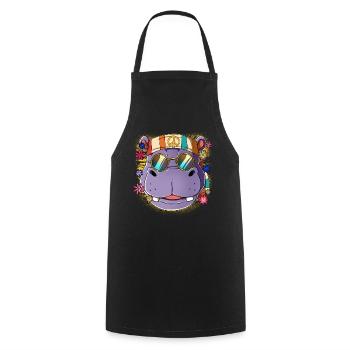 60s 70s Costume Groovy Hippie - Tablier de cuisine - noir - Devant - AI Model Male 185 dark (185cm)