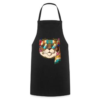 60s 70s Costume Groovy Hippie - Tablier de cuisine - noir - Devant - AI Model Male 185 dark (185cm)