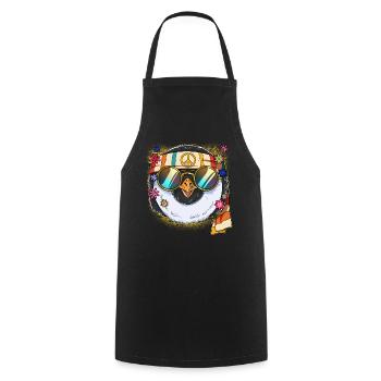 60s 70s Costume Groovy Hippie - Tablier de cuisine - noir - Devant - AI Model Male 185 dark (185cm)