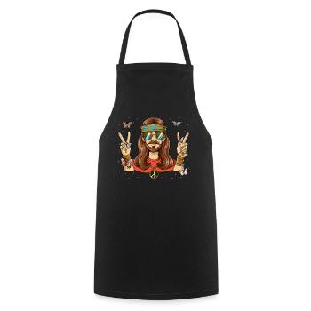 60s 70s Costume Groovy Hippie - Tablier de cuisine - noir - Devant - AI Model Male 185 dark (185cm)