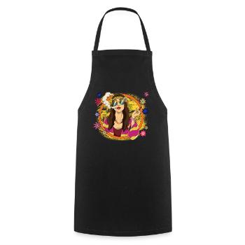 60s 70s Costume Groovy Hippie - Tablier de cuisine - noir - Devant - AI Model Male 185 dark (185cm)
