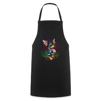 Dog Cartoon Chihuahua Design for Dog Lovers - Cooking Apron - black - Front - AI Model Male 185 dark (185cm)