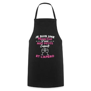 Mamie J'aime Mes Petits Enfants et l'apéro Humour - Tablier de cuisine - noir - Devant - AI Model Male 185 dark (185cm)