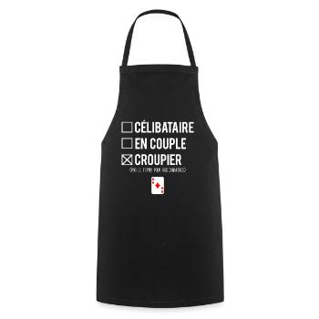 Célibataire En Couple Croupier Poker Humour - Tablier de cuisine - noir - Devant - AI Model Male 185 dark (185cm)