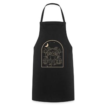 Cottagecore Fox - Cooking Apron - black - Front - AI Model Male 185 dark (185cm)