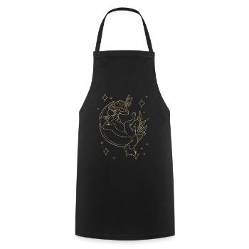 Cottagecore Fox - Cooking Apron - black - Front - AI Model Male 185 dark (185cm)