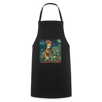 Cottagecore Fox - Cooking Apron - black - Front - AI Model Male 185 dark (185cm)