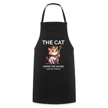 The Cat Owns The House Royal Cat Kawaii Kitten - Cooking Apron - black - Front - AI Model Male 185 dark (185cm)