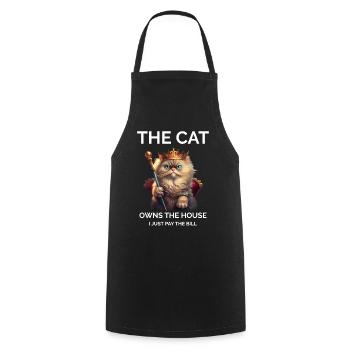 The Cat Owns The House Queen Cat Lover - Cooking Apron - black - Front - AI Model Male 185 dark (185cm)