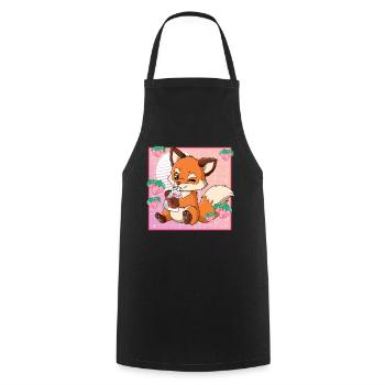 Kawaii Fuchs Erdbeermilch - Kochschürze - Schwarz - Vorne - AI Model Male 185 dark (185cm)