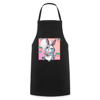 Kawaii Rabbit Strawberry Milk - Cooking Apron - black - Front - AI Model Male 185 dark (185cm)
