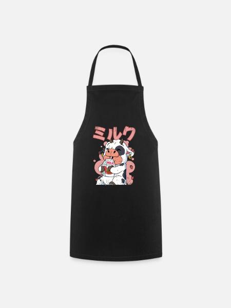 Kawaii Lait de fraise de vache - Tablier de cuisine - noir