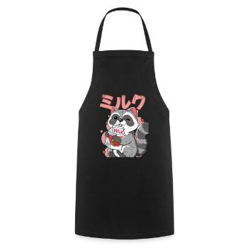 Kawaii Raccoon Strawberry Milk - Cooking Apron - black - Front - AI Model Male 185 dark (185cm)