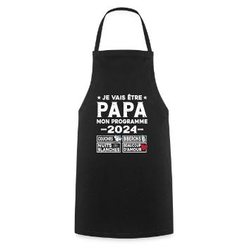 Je vais être papa mon programme en 2024 Futur Papa - Tablier de cuisine - noir - Devant - AI Model Male 185 dark (185cm)