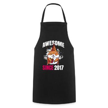 Awesome Since 2017 - 6th Hamster Birthday - Cooking Apron - black - Front - AI Model Male 185 dark (185cm)