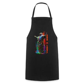Christliche Zitate Designs God is Love - Kochschürze - Schwarz - Vorne - AI Model Male 185 dark (185cm)