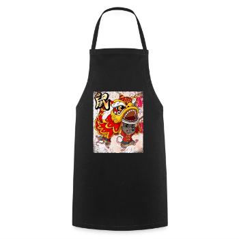 Année du Rat Nouvel An lunaire chinois - Tablier de cuisine - noir - Devant - AI Model Male 185 dark (185cm)