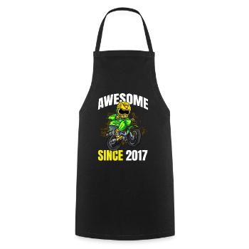 Genial seit 2017 - 6. Dirt Bike Rider Geburtstag - Kochschürze - Schwarz - Vorne - AI Model Male 185 dark (185cm)