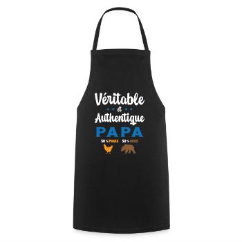 Homme Véritable et Authentique Papa Poule et Ours - Tablier de cuisine - noir - Devant - AI Model Male 185 dark (185cm)