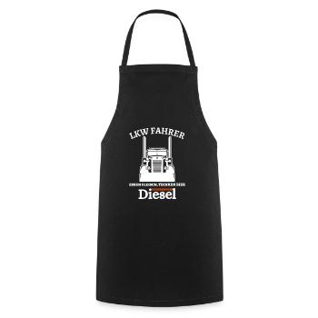 LKW Fahrer - Essen Fleisch Trinken Bier ... - Kochschürze - Schwarz - Vorne - AI Model Male 185 dark (185cm)
