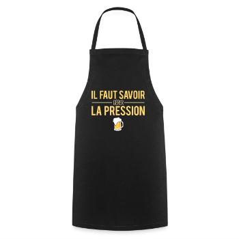 Il Faut Savoir Gérer La Pression Apéro Humour - Tablier de cuisine - noir - Devant - AI Model Male 185 dark (185cm)