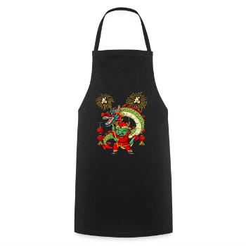 Année du Dragon Nouvel An lunaire chinois - Tablier de cuisine - noir - Devant - AI Model Male 185 dark (185cm)