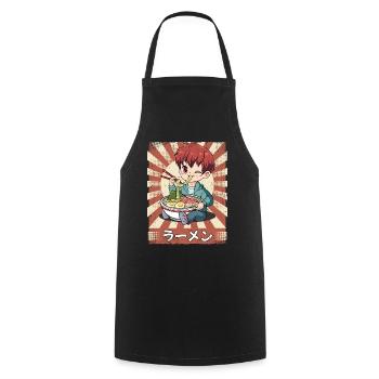 Ramen Anime Boy Noodle Soup Ramen - Cooking Apron - black - Front - AI Model Male 185 dark (185cm)