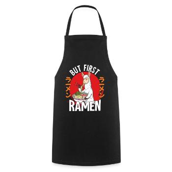 But First Ramen - Kochschürze - Schwarz - Vorne - AI Model Male 185 dark (185cm)