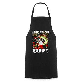 Year of the Rabbit Lunar New Year Chinese - Cooking Apron - black - Front - AI Model Male 185 dark (185cm)