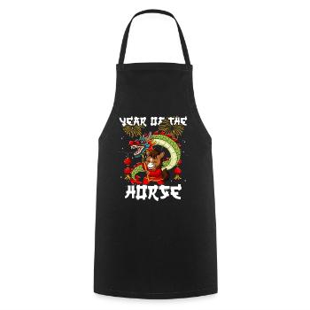 Année du Cheval Nouvel An lunaire chinois - Tablier de cuisine - noir - Devant - AI Model Male 185 dark (185cm)