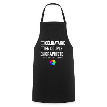 Célibataire en couple blague graphiste humour - Tablier de cuisine - noir - Devant - AI Model Male 185 dark (185cm)