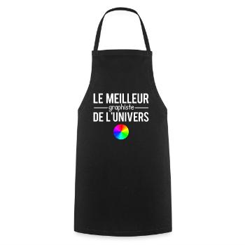 Le meilleur graphiste de l'univers métier humour - Tablier de cuisine - noir - Devant - AI Model Male 185 dark (185cm)
