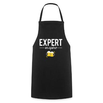 Expert en apéro amateur bière alcool apéro - Tablier de cuisine - noir - Devant - AI Model Male 185 dark (185cm)