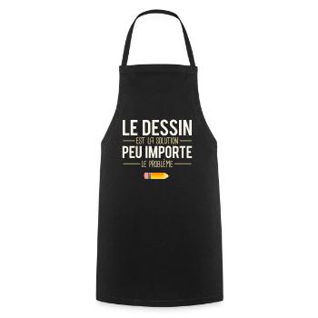 Dessin problème solution blague dessinateur humour - Tablier de cuisine - noir - Devant - AI Model Male 185 dark (185cm)