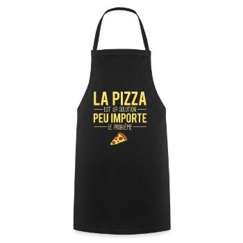 La pizza est la solution blague amoureux pizza - Tablier de cuisine - noir - Devant - AI Model Male 185 dark (185cm)