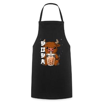 Boba Tea Ochse Bubble Tea - Kochschürze - Schwarz - Vorne - AI Model Male 185 dark (185cm)
