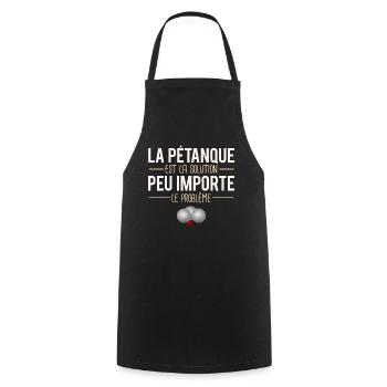Idée cadeau humour pétanque bouliste boules - Tablier de cuisine - noir - Devant - AI Model Male 185 dark (185cm)
