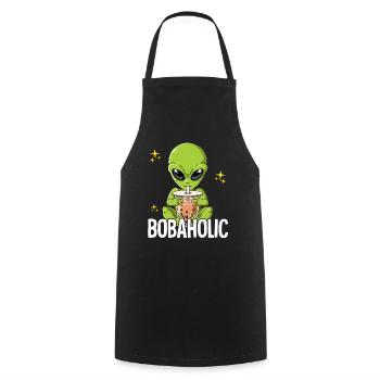 Bubble Tea Alien Boba Tea Bobaholic - Tablier de cuisine - noir - Devant - AI Model Male 185 dark (185cm)