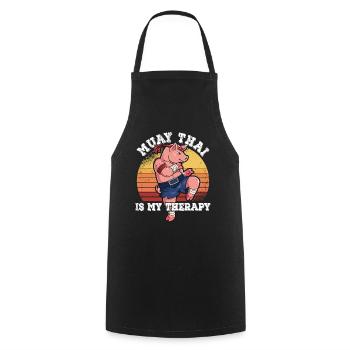 Le Muay Thai est ma thérapie - Tablier de cuisine - noir - Devant - AI Model Male 185 dark (185cm)