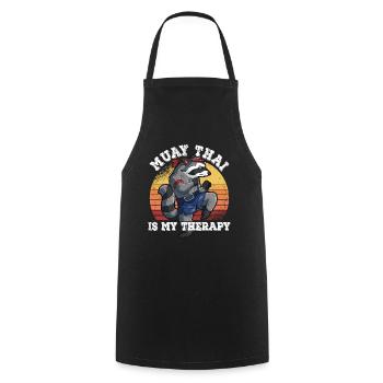 Le Muay Thai est ma thérapie - Tablier de cuisine - noir - Devant - AI Model Male 185 dark (185cm)
