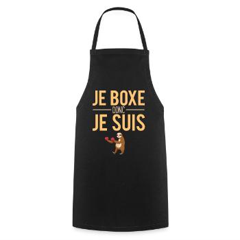 Je boxe donc je suis blague boxeur humour - Tablier de cuisine - noir - Devant - AI Model Male 185 dark (185cm)