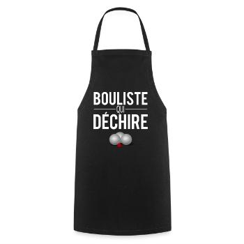Bouliste qui déchire papa pétanque humour - Tablier de cuisine - noir - Devant - AI Model Male 185 dark (185cm)