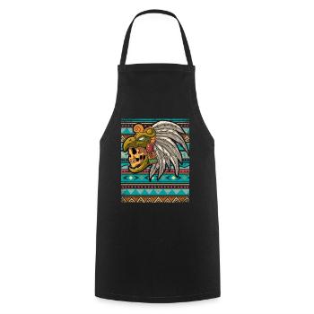 Guerrier aztèque mexicain Aztèques - Tablier de cuisine - noir - Devant - AI Model Male 185 dark (185cm)