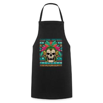 Guerrier aztèque mexicain Aztèques - Tablier de cuisine - noir - Devant - AI Model Male 185 dark (185cm)