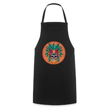 Guerrier aztèque mexicain Aztèques - Tablier de cuisine - noir - Devant - AI Model Male 185 dark (185cm)