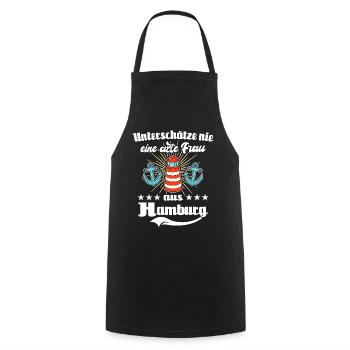 Hamburg Frau Hamburgerin - Kochschürze - Schwarz - Vorne - AI Model Male 185 dark (185cm)