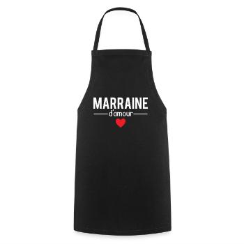 Marraine d'amour cadeau meilleure marraine humour - Tablier de cuisine - noir - Devant - AI Model Male 185 dark (185cm)