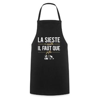 La sieste m'appelle il faut que je file fatigue - Tablier de cuisine - noir - Devant - AI Model Male 185 dark (185cm)